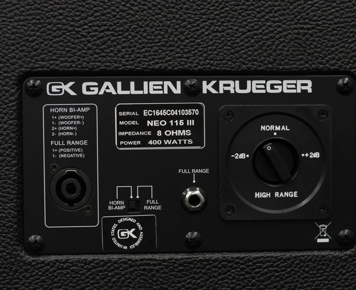 GK Neo 115-III 1x15" 400-Watt Bass Cabinet w/ Horn