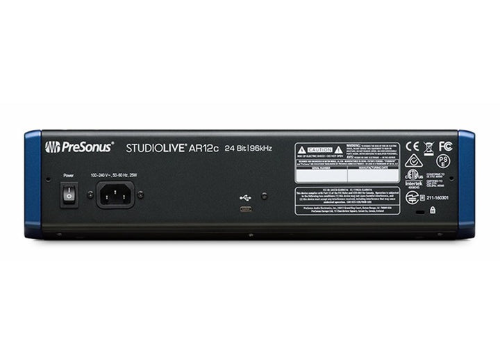 Presonus StudioLive AR12c USB-C Interface, Mixer, and SD Recorder.