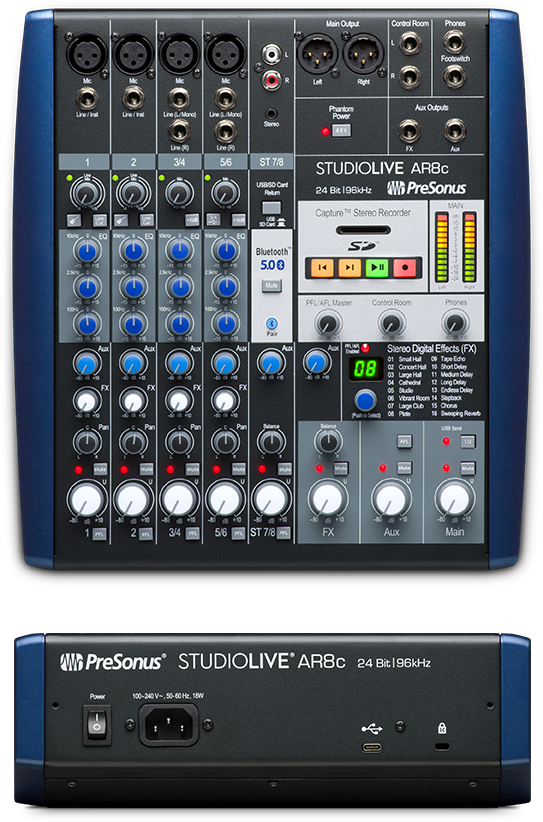 Presonus StudioLive AR8c 8-Channel USB-C Compatible Audio Interface/Analog Mixer/ Stereo SD Recorder